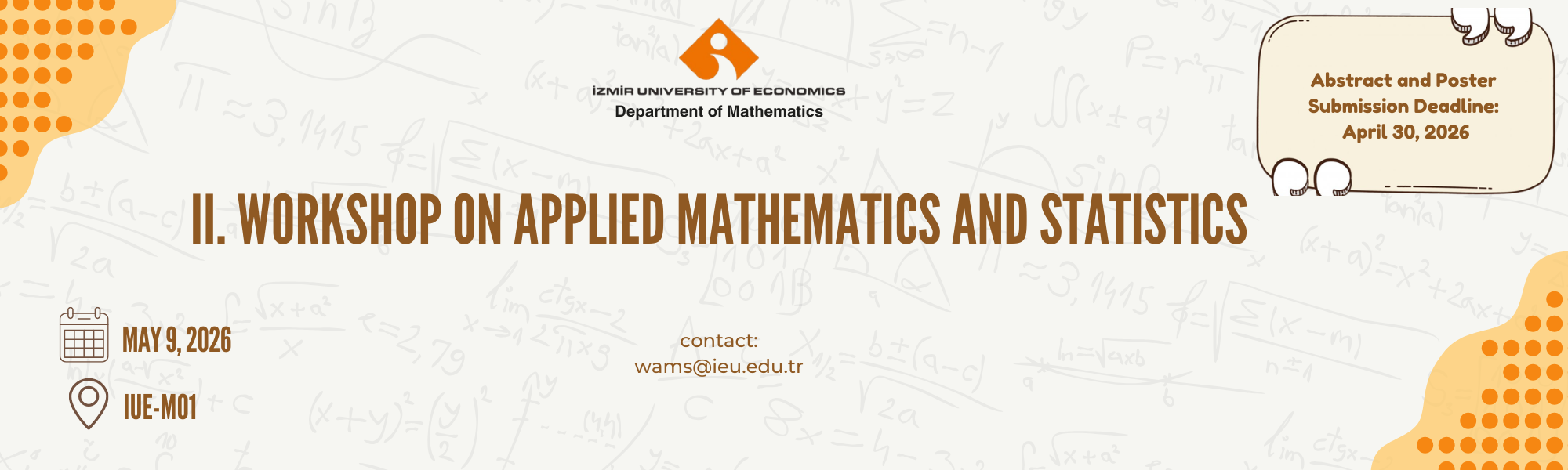 WAMS 2026 – II. Workshop on Applied Mathematics and Statistics poster