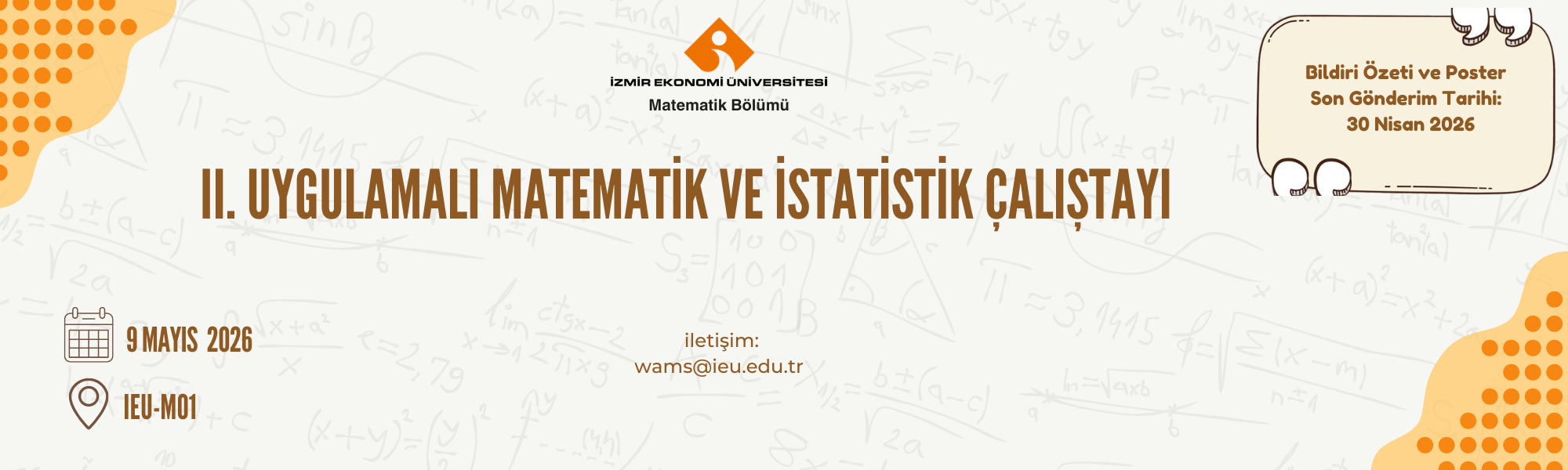 WAMS 2026 – II. Uygulamalı Matematik ve İstatistik Çalıştayı afişi